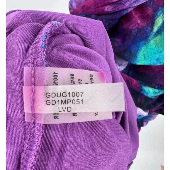 Guess Los Angeles Purple/Blue Abstract Ruched Strapless Cocktail Party Dress 8 - Picture 9 of 10